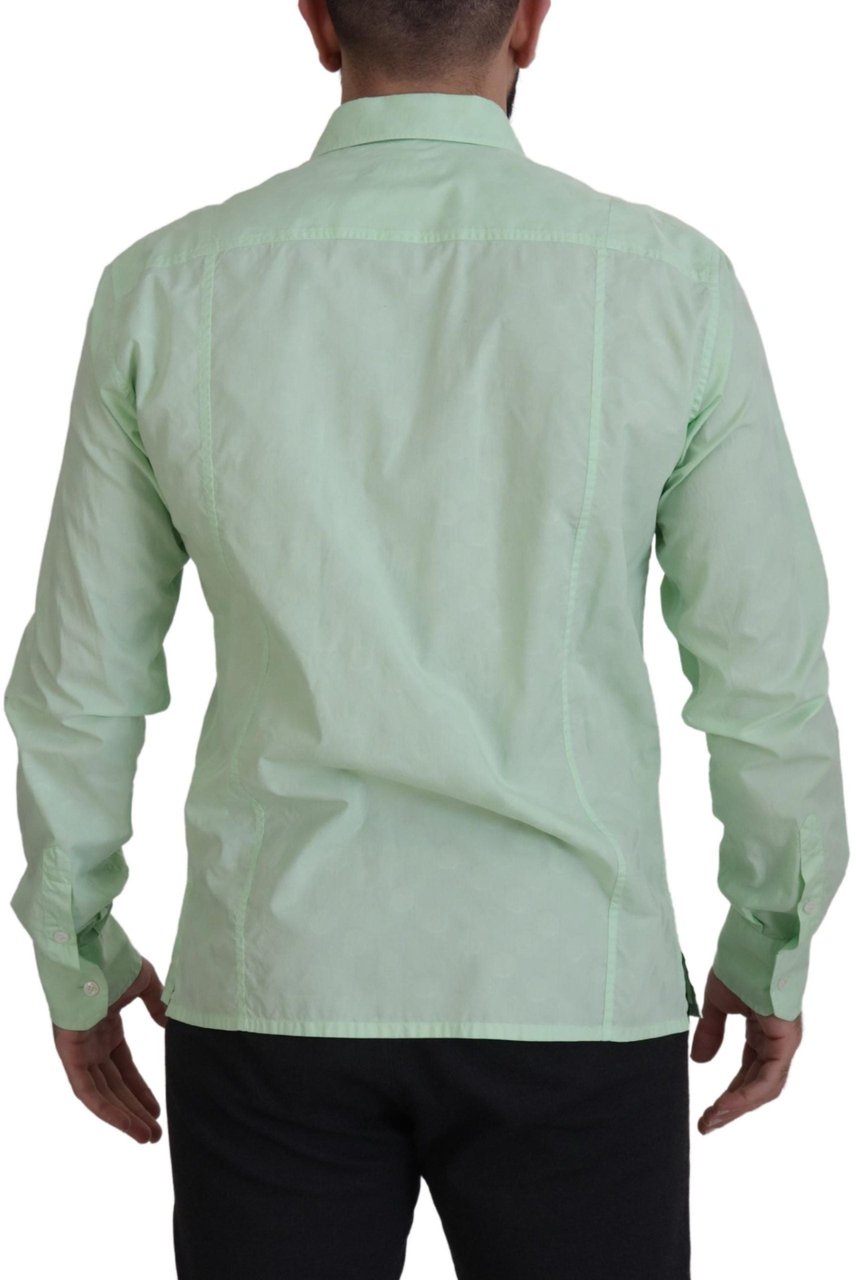 Dolce & Gabbana Mint Green Long Sleeves Button Down Shirt Groen