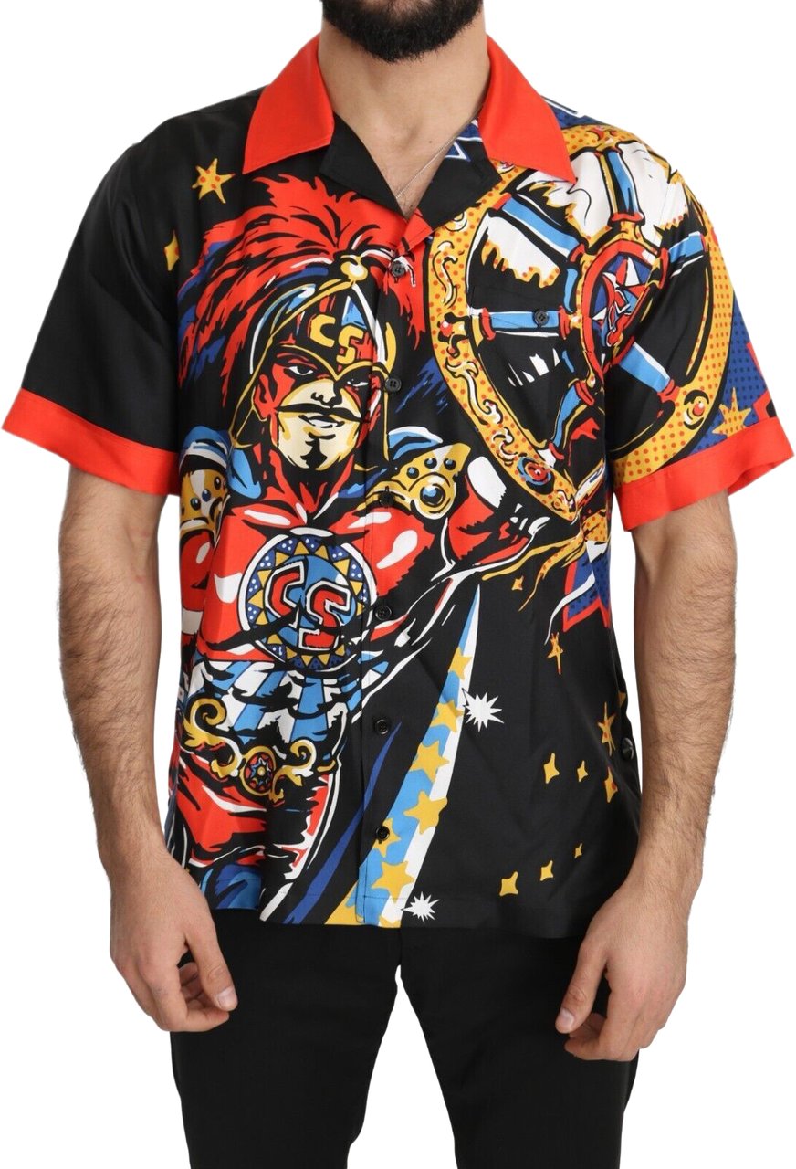 Dolce & Gabbana Multicolor Printed Short Sleeves Casual Shirt Divers