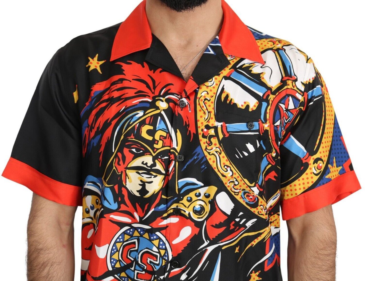Dolce & Gabbana Multicolor Printed Short Sleeves Casual Shirt Divers