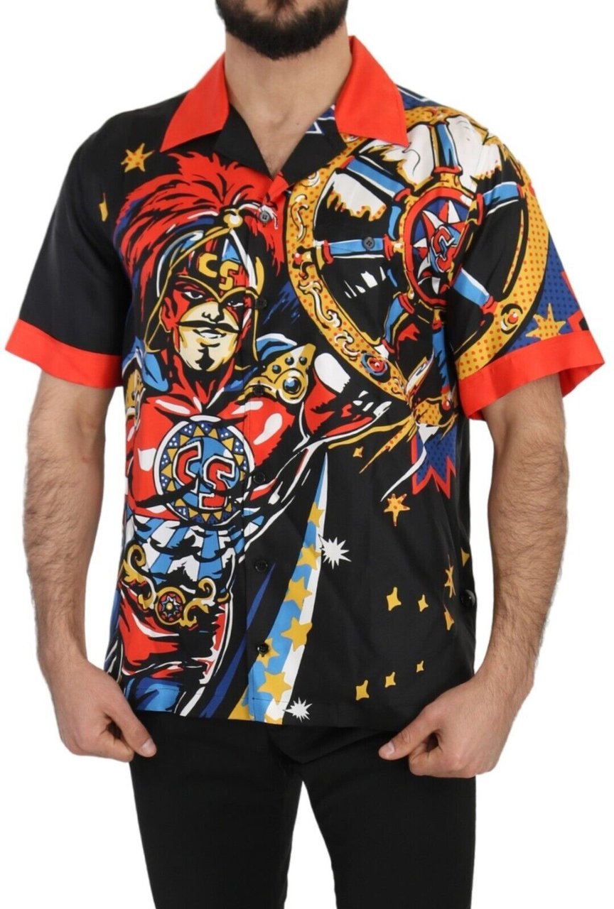 Dolce & Gabbana Multicolor Printed Short Sleeves Casual Shirt Divers