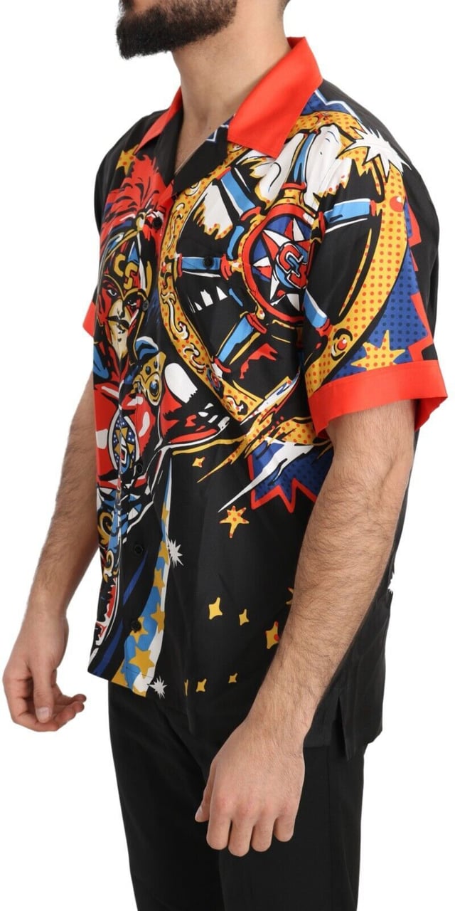 Dolce & Gabbana Multicolor Printed Short Sleeves Casual Shirt Divers