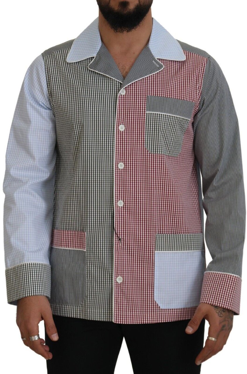 Dolce & Gabbana Multicolor Patchwork Cotton Long Sleeves Shirt Divers