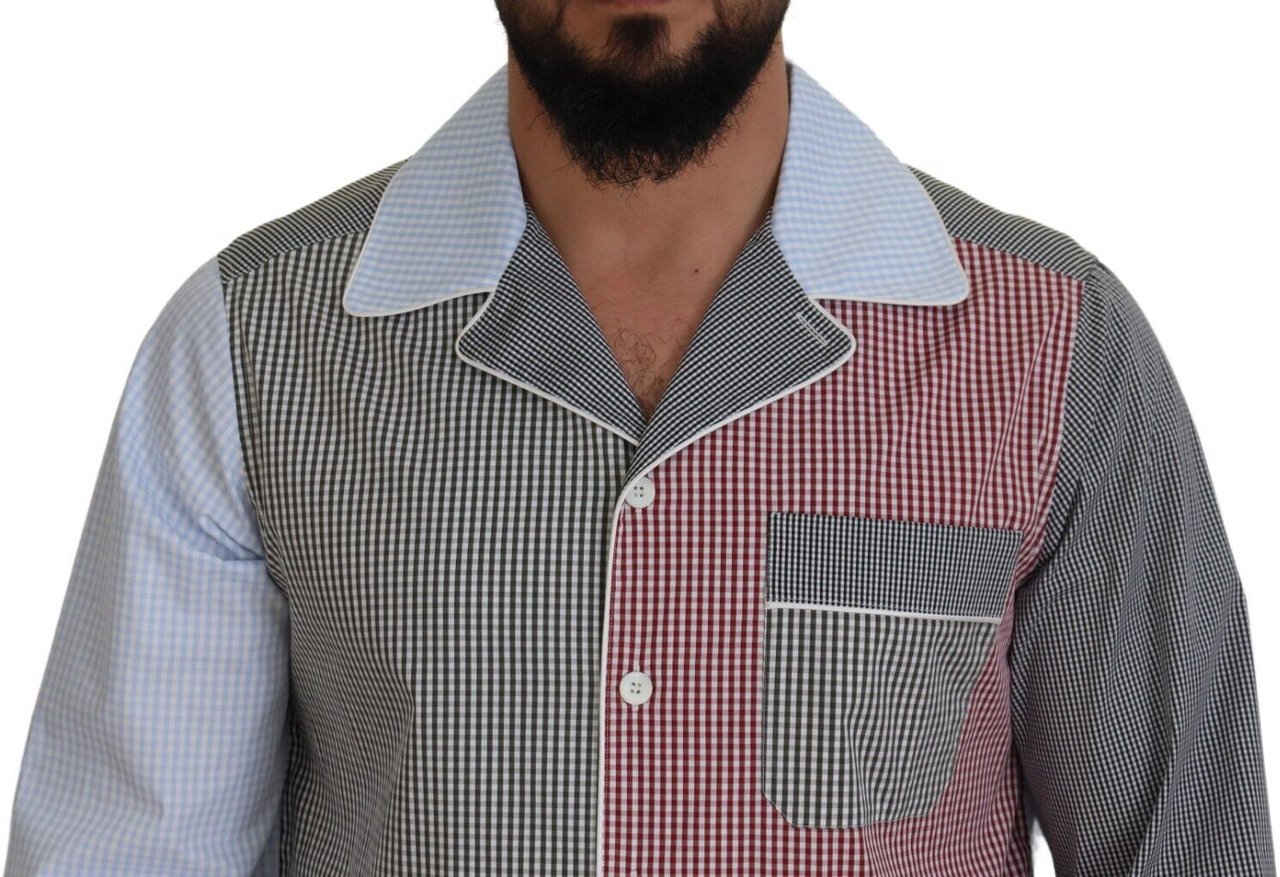 Dolce & Gabbana Multicolor Patchwork Cotton Long Sleeves Shirt Divers
