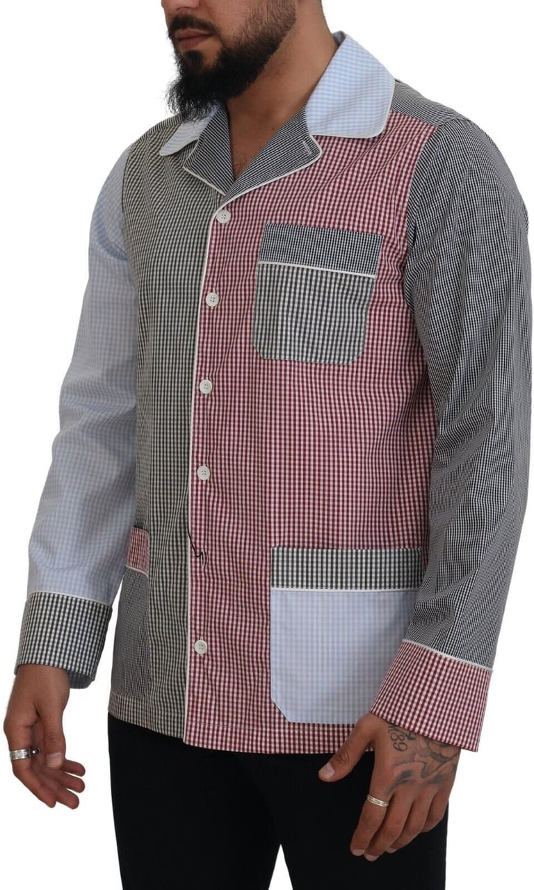 Dolce & Gabbana Multicolor Patchwork Cotton Long Sleeves Shirt Divers