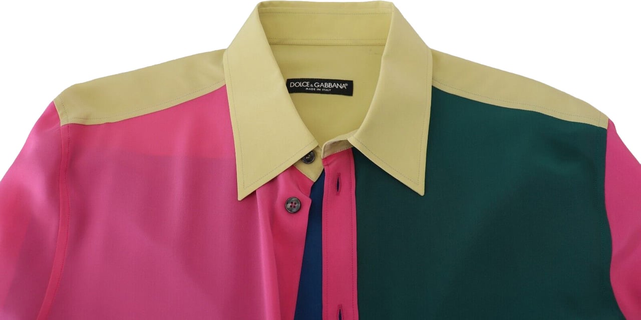 Dolce & Gabbana Multicolor Patchwork Silk Button Down Shirt Divers