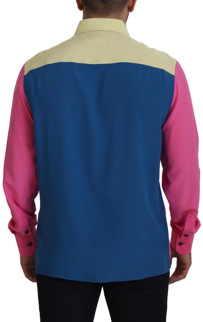Dolce & Gabbana Multicolor Patchwork Silk Button Down Shirt Divers