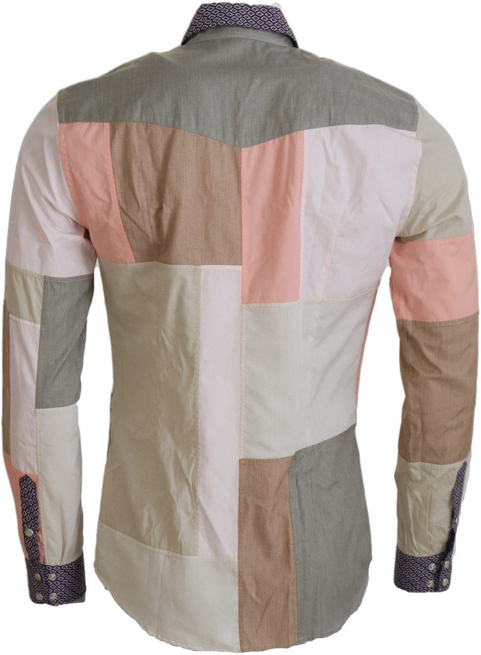 Dolce & Gabbana Multicolor Cotton Patchwork Slim Shirt Divers