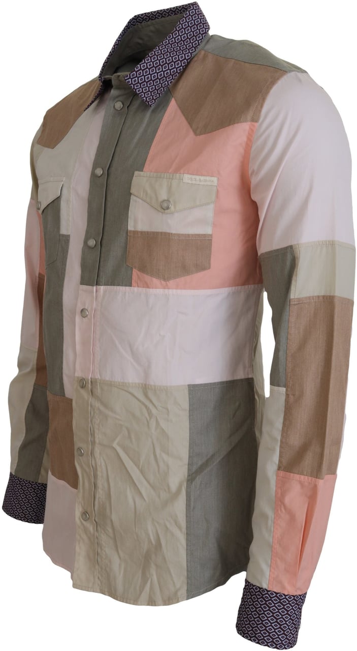 Dolce & Gabbana Multicolor Cotton Patchwork Slim Shirt Divers