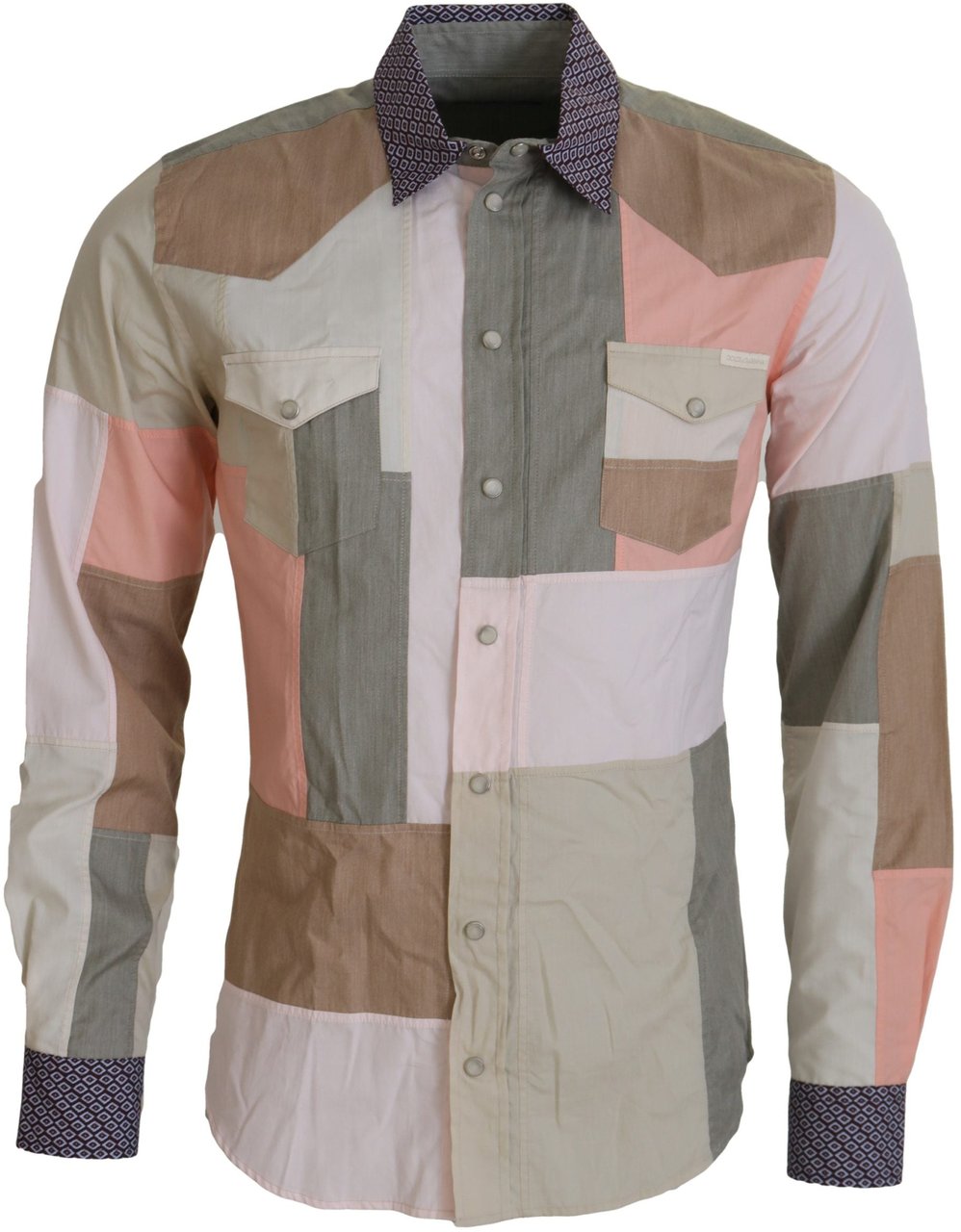 Dolce & Gabbana Multicolor Cotton Patchwork Slim Shirt Divers