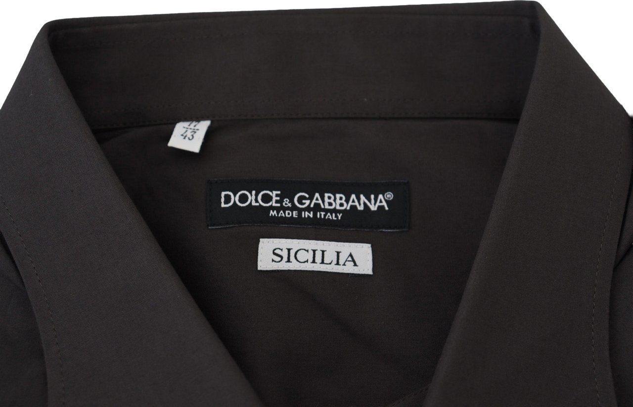 Dolce & Gabbana Gray SICILIA Slim Fit Stretch Dress Shirt Grijs