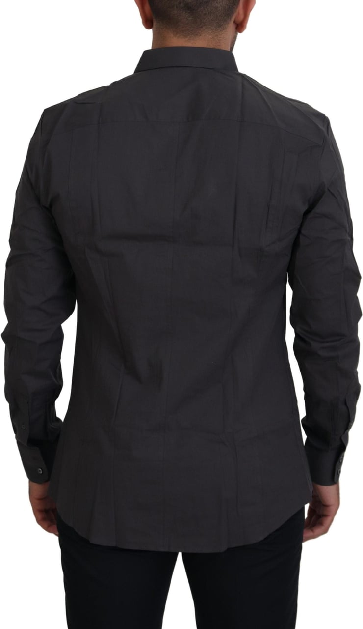Dolce & Gabbana Gray SICILIA Slim Fit Stretch Dress Shirt Grijs