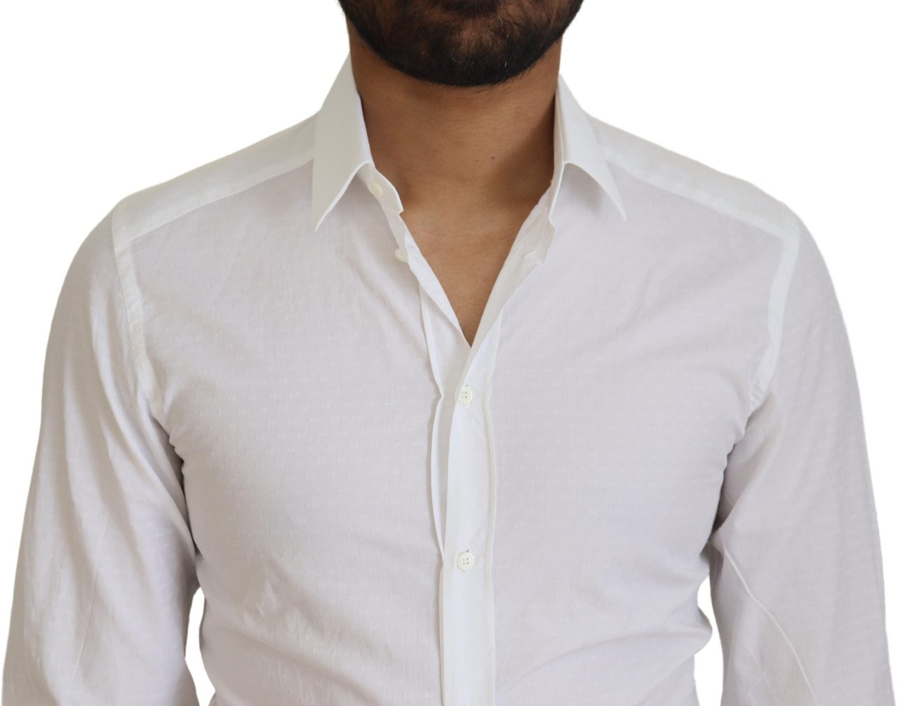 Dolce & Gabbana White Cotton Slim Fit Formal Dress GOLD Shirt Wit