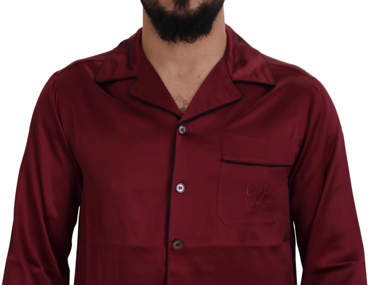 Dolce & Gabbana Red Silk Lounge Top Pajama Sleepwear Shirt Rood