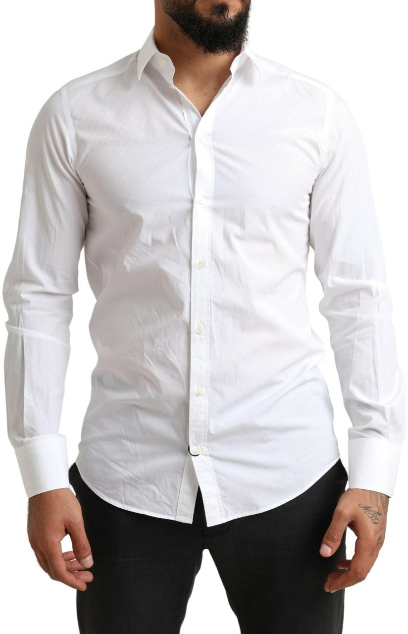 Dolce & Gabbana White MARTINI Cotton Dress Formal Shirt Wit