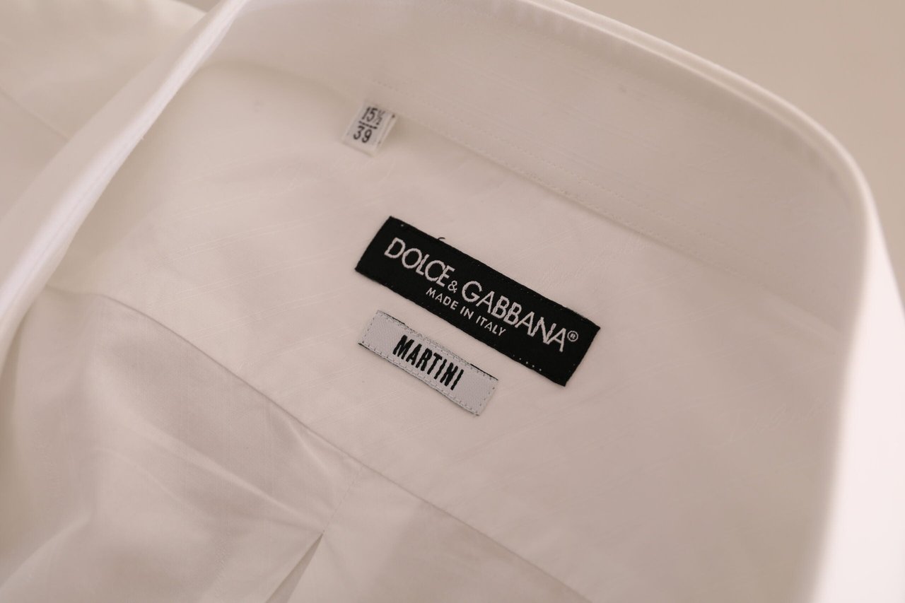 Dolce & Gabbana White MARTINI Cotton Dress Formal Shirt Wit