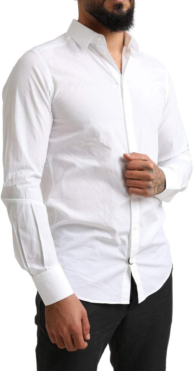 Dolce & Gabbana White MARTINI Cotton Dress Formal Shirt Wit