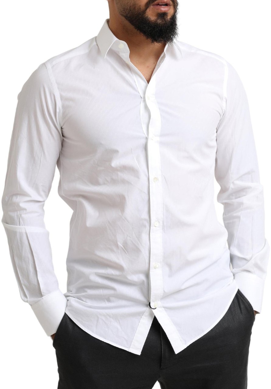 Dolce & Gabbana White MARTINI Cotton Dress Formal Shirt Wit