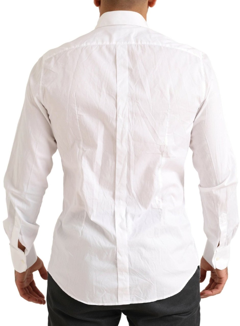 Dolce & Gabbana White GOLD Formal Cotton Tuxedo Dress Shirt Wit