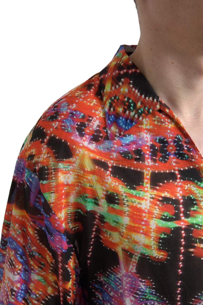 Dolce & Gabbana Multicolor Luminarie Print Men Cotton Shirt Divers
