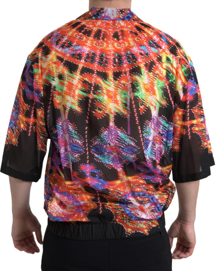 Dolce & Gabbana Multicolor Luminarie Print Men Cotton Shirt Divers