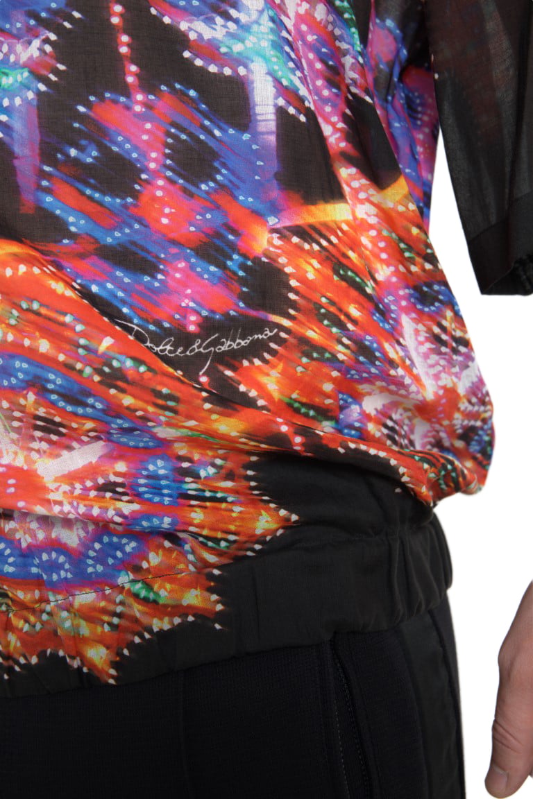 Dolce & Gabbana Multicolor Luminarie Print Men Cotton Shirt Divers