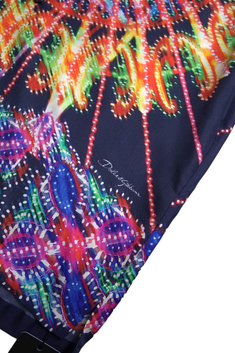 Dolce & Gabbana Multicolor Luminarie Print Men Shirt Silk Divers