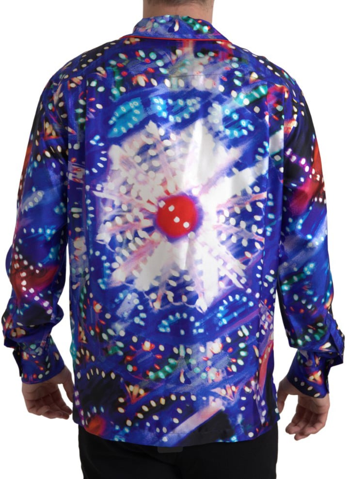 Dolce & Gabbana Multicolor Silk Psychedelic Print Men Pajama Shirt Divers