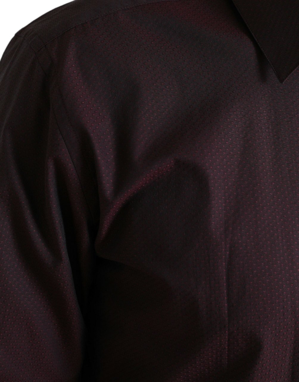 Dolce & Gabbana Maroon Jacquard Formal Dress MARTINI Shirt Zwart