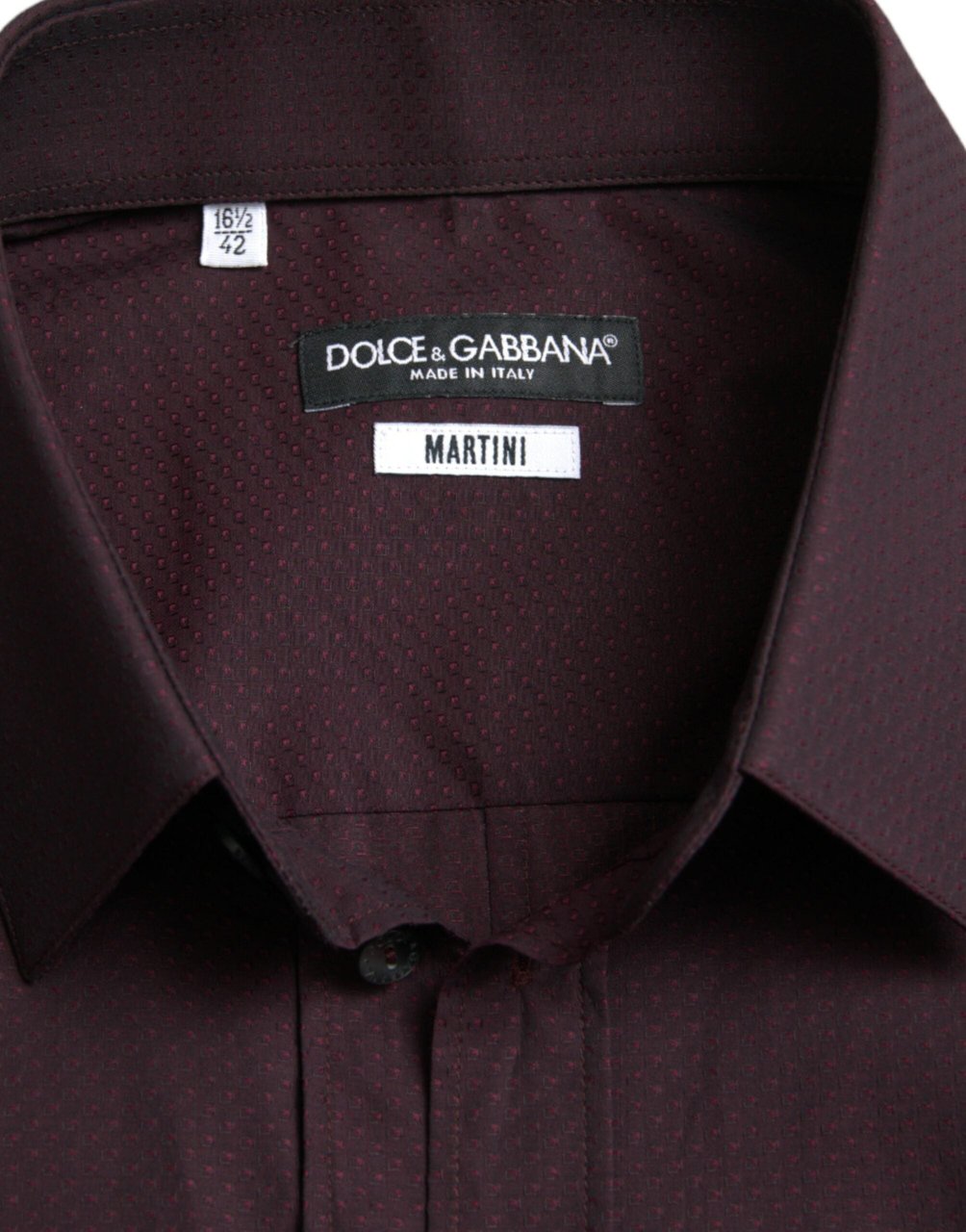 Dolce & Gabbana Maroon Jacquard Formal Dress MARTINI Shirt Zwart