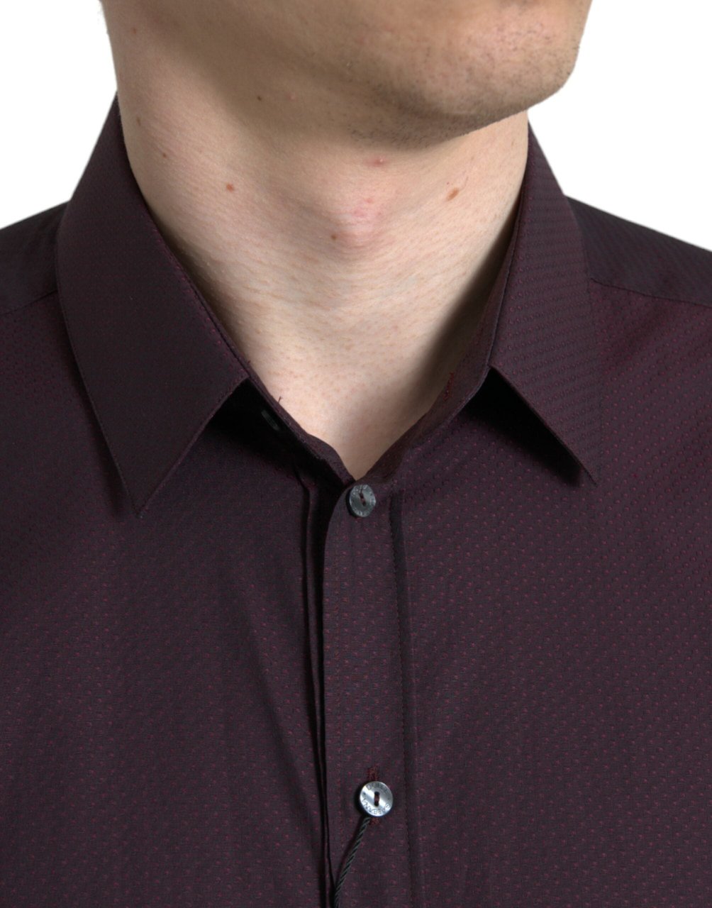 Dolce & Gabbana Maroon Jacquard Formal Dress MARTINI Shirt Zwart