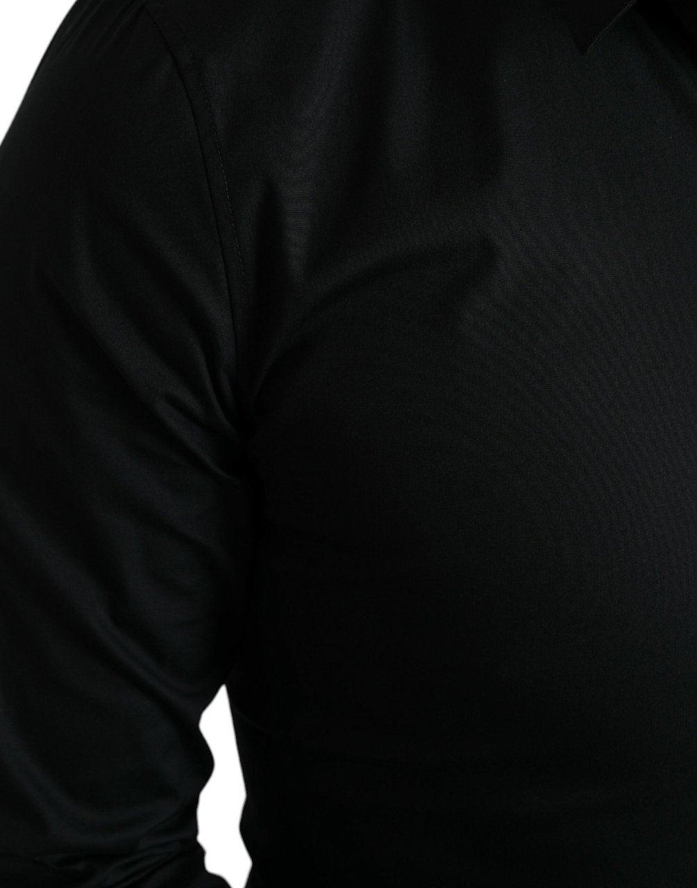 Dolce & Gabbana Black Cotton Stretch Slim Formal Dress Shirt Zwart