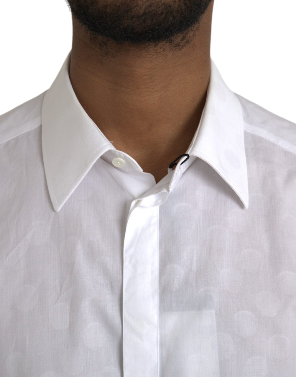 Dolce & Gabbana White Polka Dotted Cotton Dress GOLD Shirt Wit