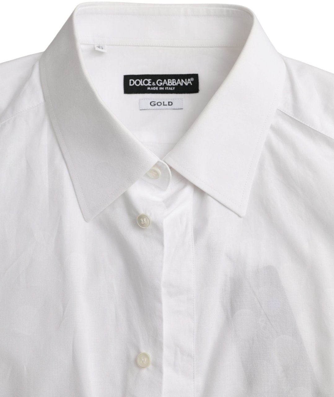 Dolce & Gabbana White Polka Dotted Cotton Dress GOLD Shirt Wit