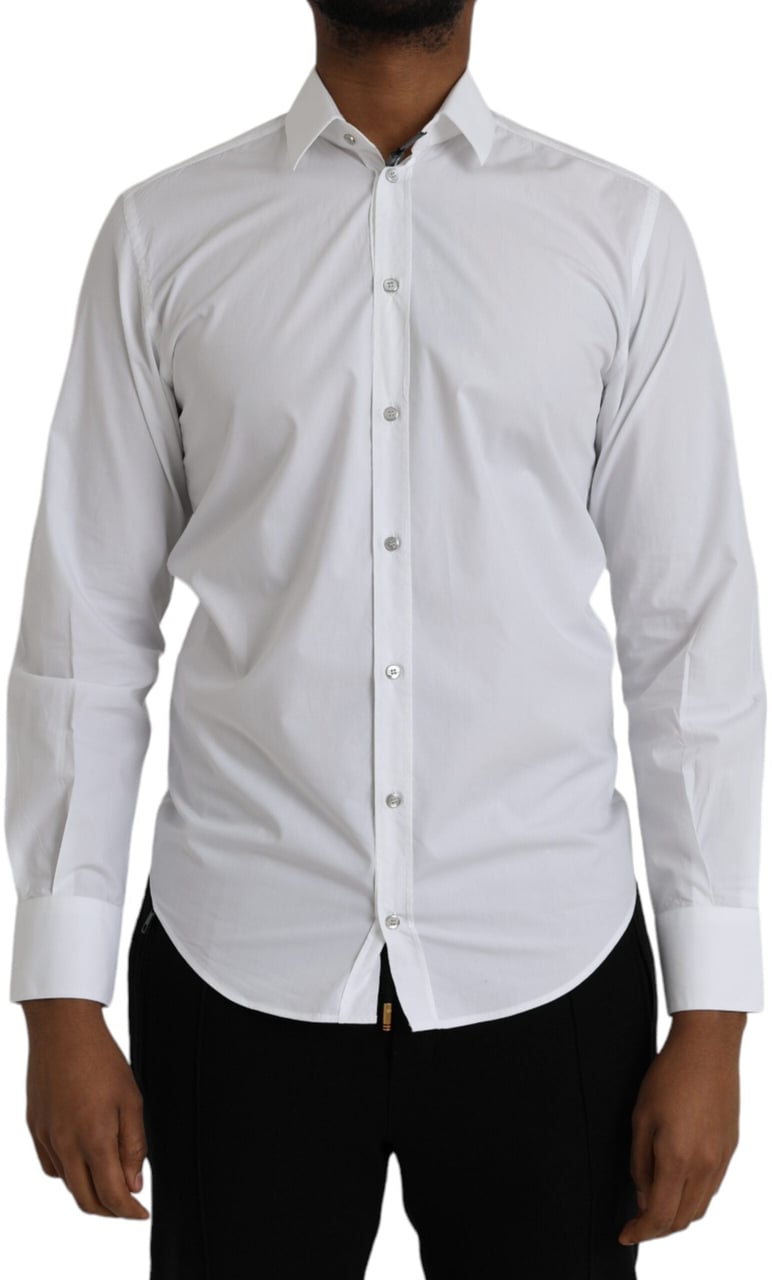 Dolce & Gabbana White Cotton Long Sleeve Dress MARTINI Shirt Wit