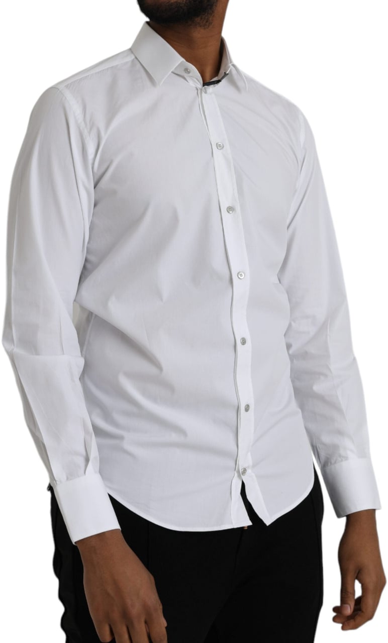 Dolce & Gabbana White Cotton Long Sleeve Dress MARTINI Shirt Wit