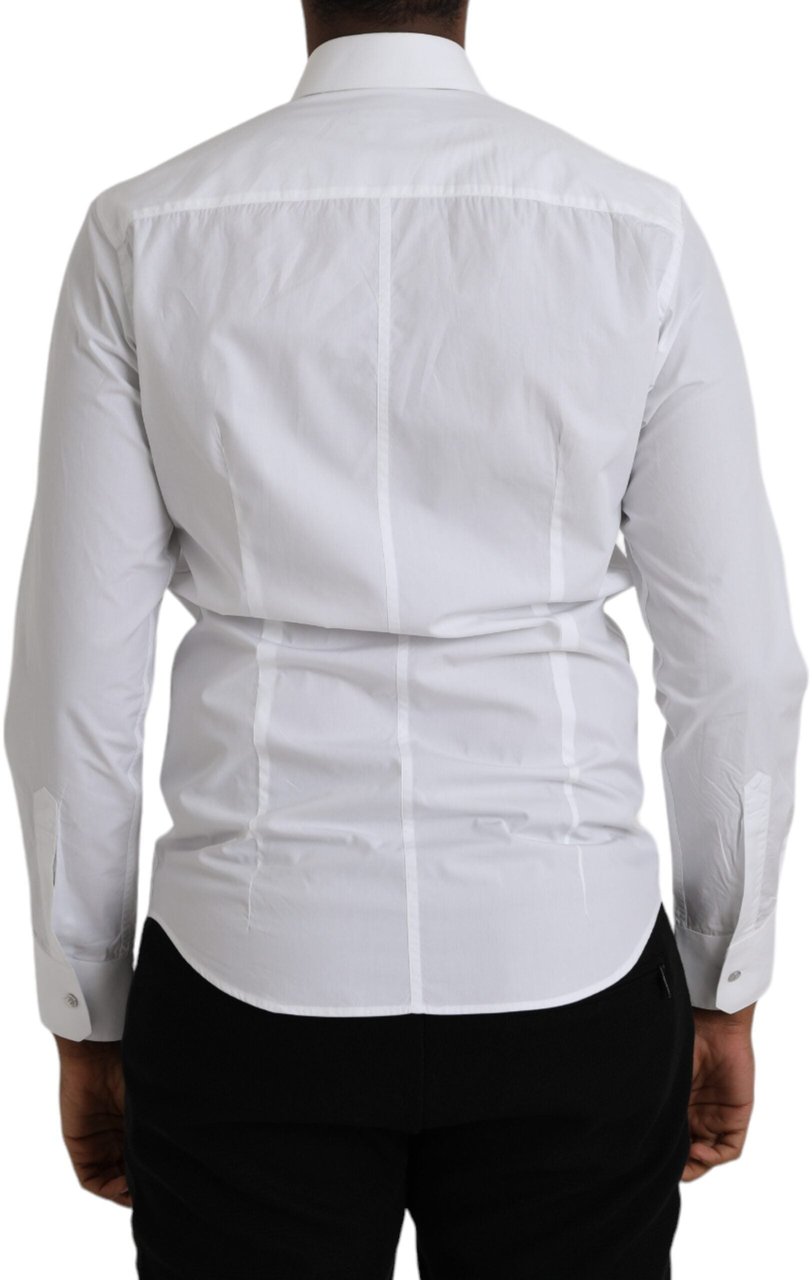 Dolce & Gabbana White Cotton Long Sleeve Dress MARTINI Shirt Wit