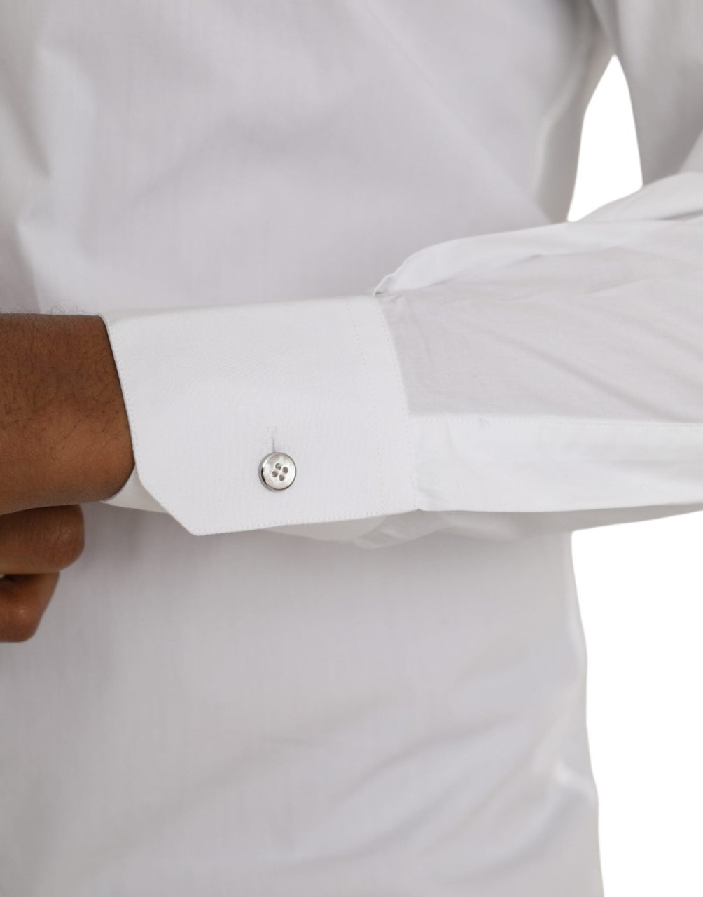 Dolce & Gabbana White Cotton Long Sleeve Dress MARTINI Shirt Wit