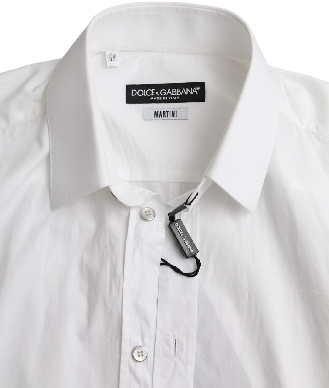 Dolce & Gabbana White Cotton Long Sleeve Dress MARTINI Shirt Wit