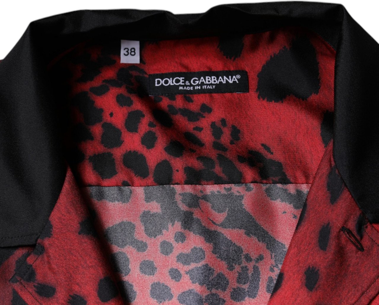 Dolce & Gabbana Red Leopard Silk Button Down Casual Shirt Rood