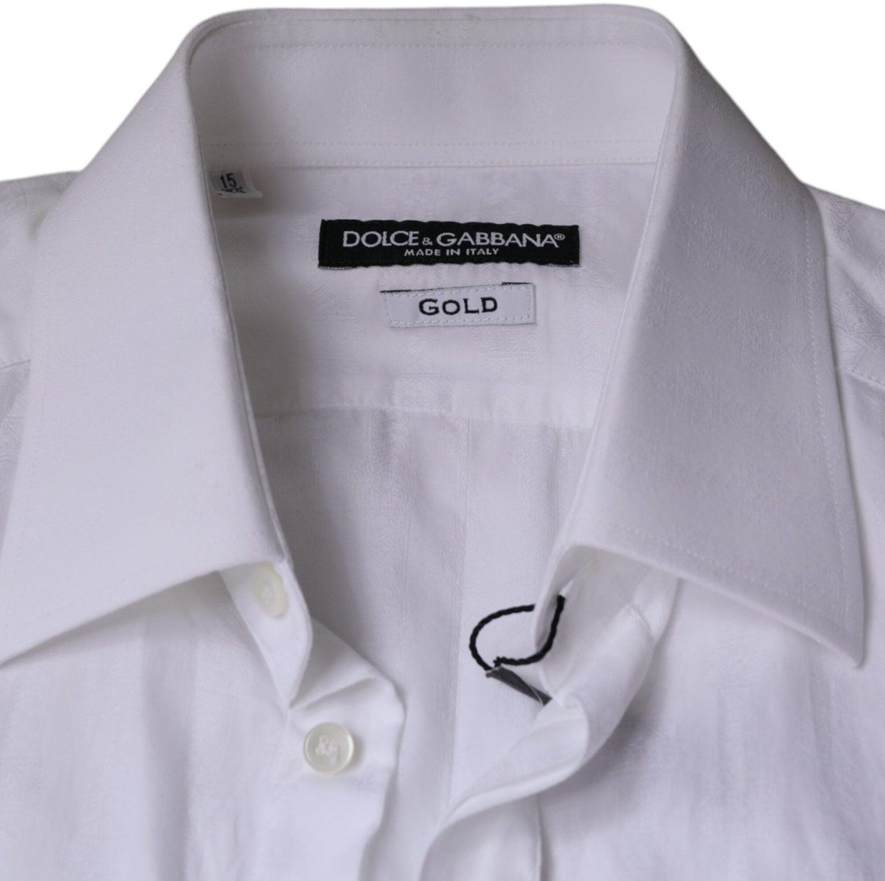 Dolce & Gabbana White Cotton Men Dress GOLD Formal Shirt Wit