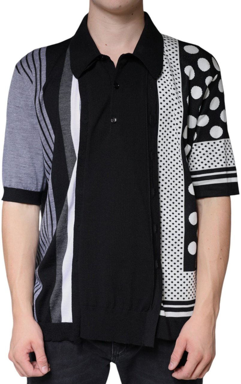 Dolce & Gabbana Black White Polka Dot Collared Polo T-shirt Divers