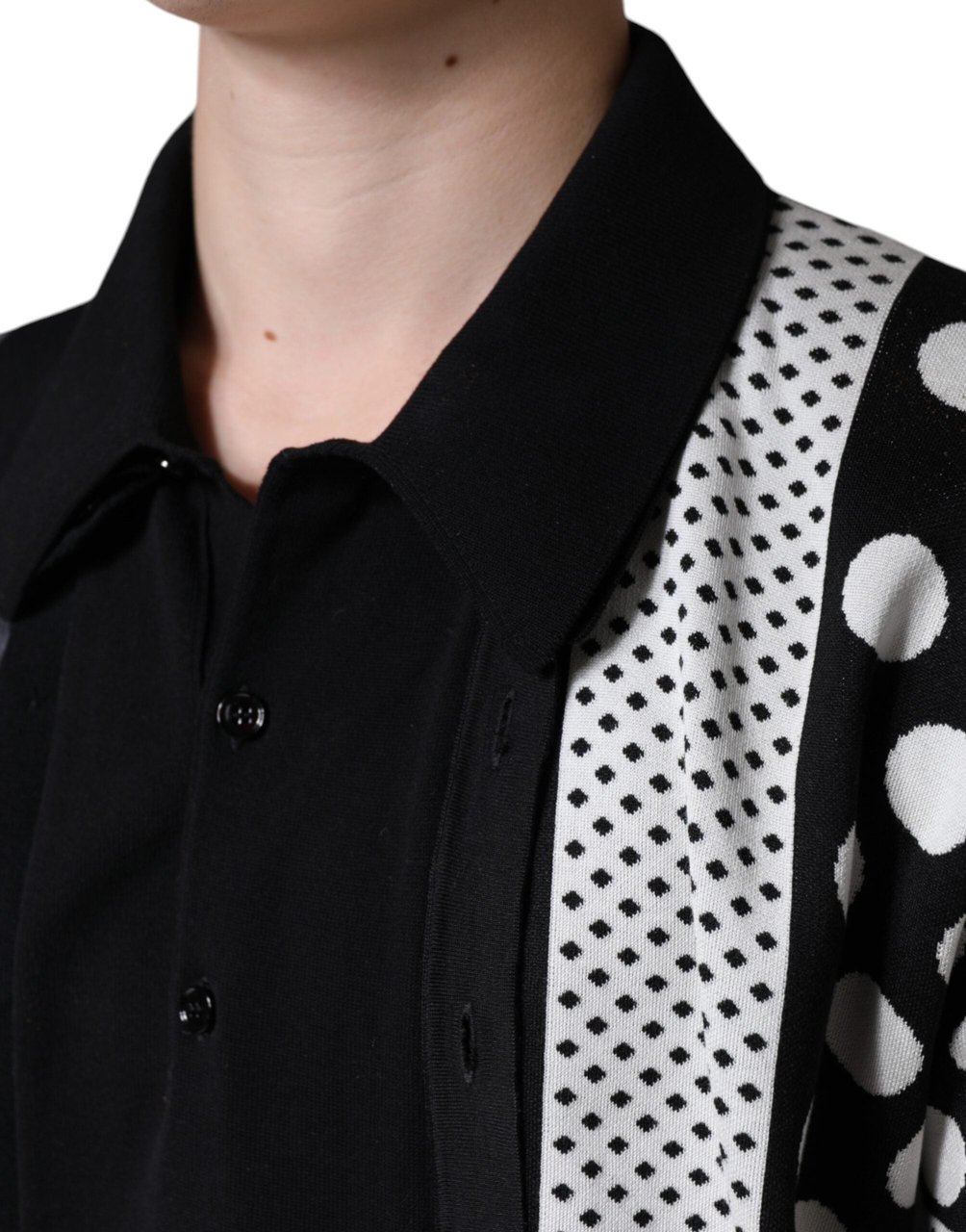 Dolce & Gabbana Black White Polka Dot Collared Polo T-shirt Divers