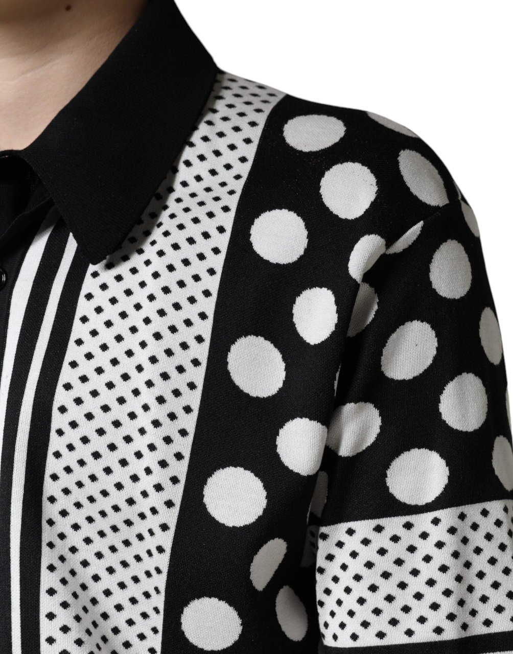 Dolce & Gabbana Black White Polka Dot Collared Polo T-shirt Divers