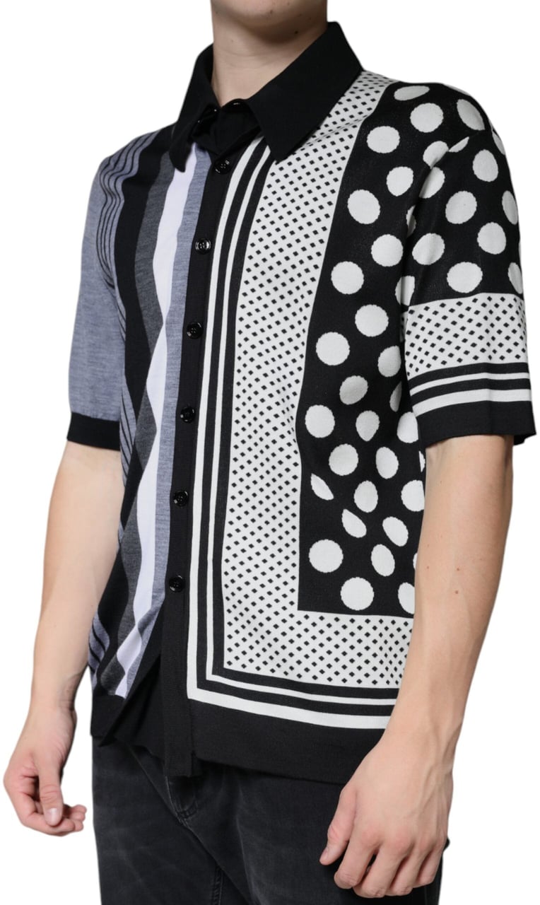 Dolce & Gabbana Black White Polka Dot Collared Polo T-shirt Divers