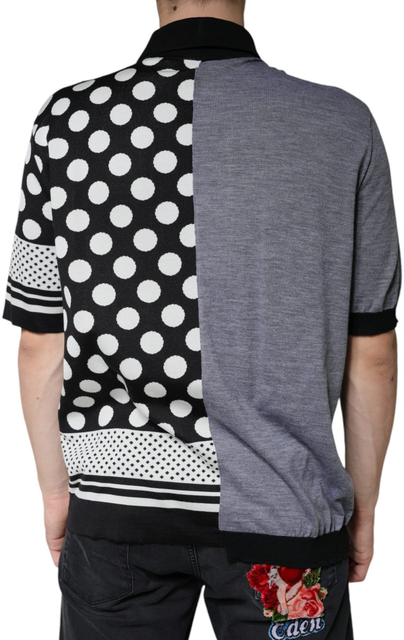 Dolce & Gabbana Black White Polka Dot Collared Polo T-shirt Divers