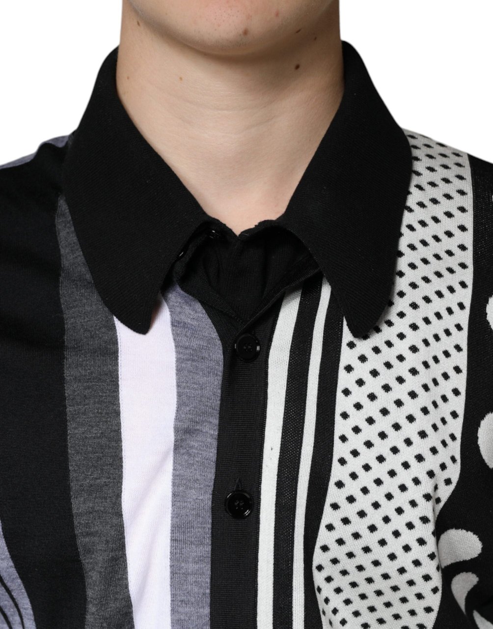 Dolce & Gabbana Black White Polka Dot Collared Polo T-shirt Divers
