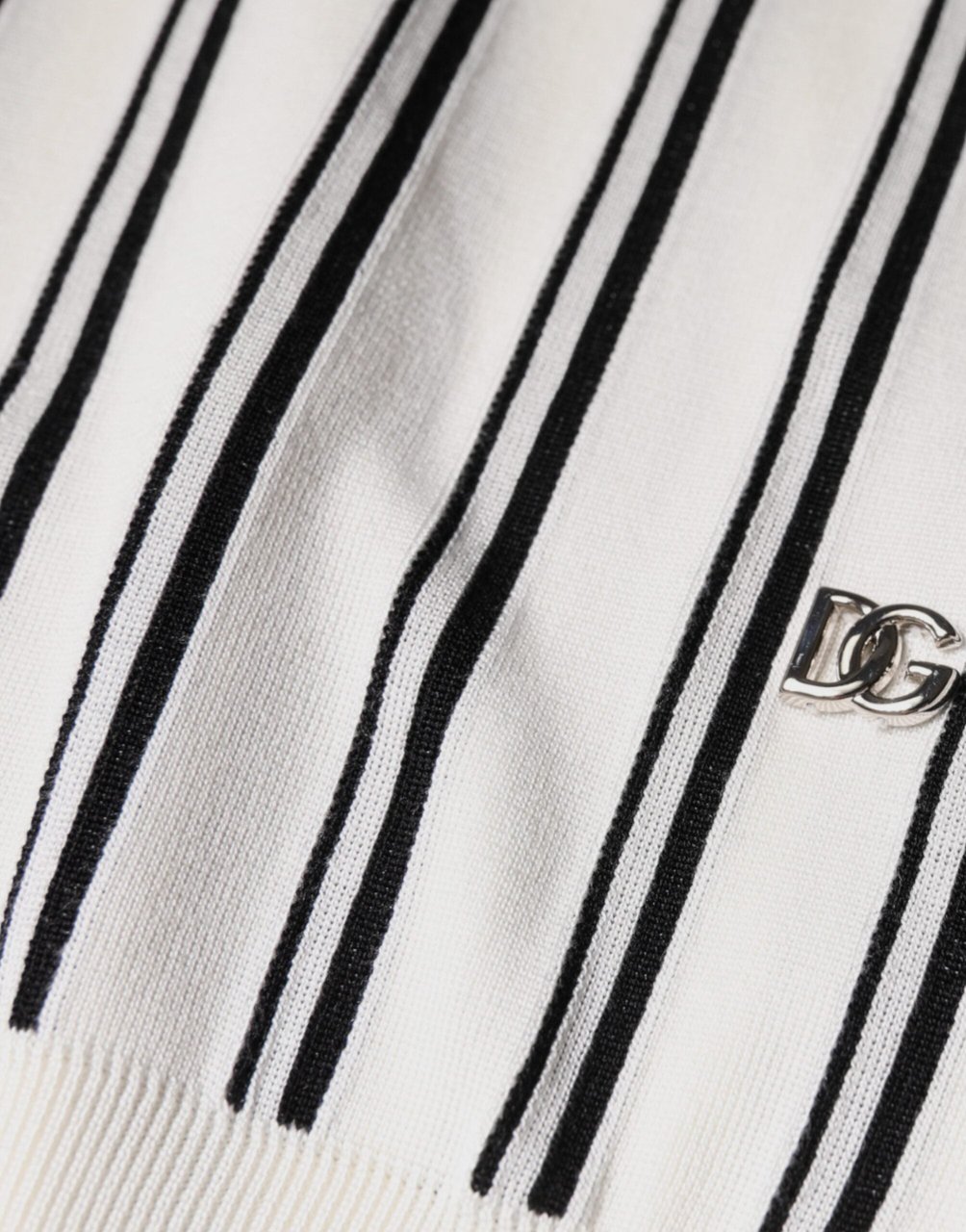 Dolce & Gabbana White Black Stripe Polo Short Sleeve T-shirt Divers