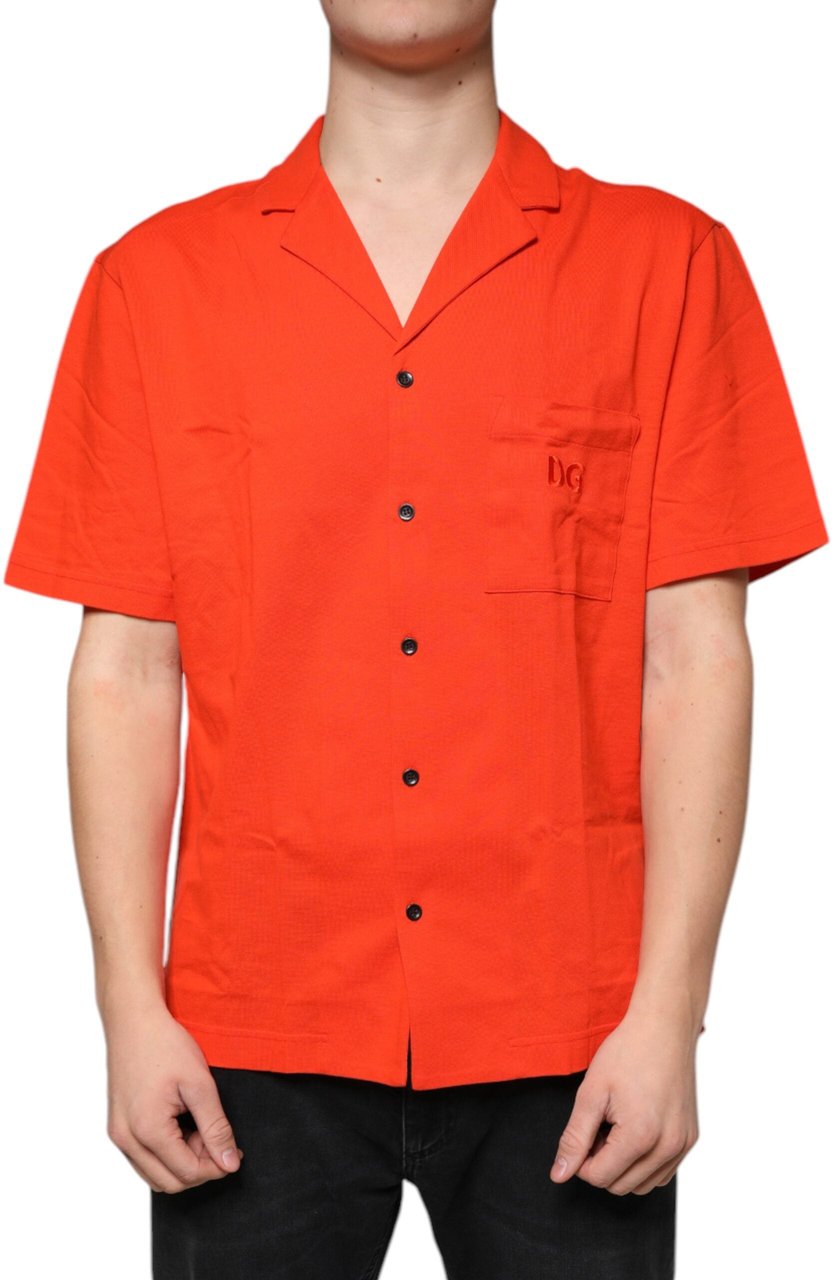 Dolce & Gabbana Orange Cotton Button Down Casual Polo Shirt Oranje
