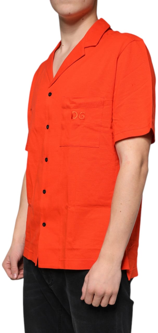 Dolce & Gabbana Orange Cotton Button Down Casual Polo Shirt Oranje