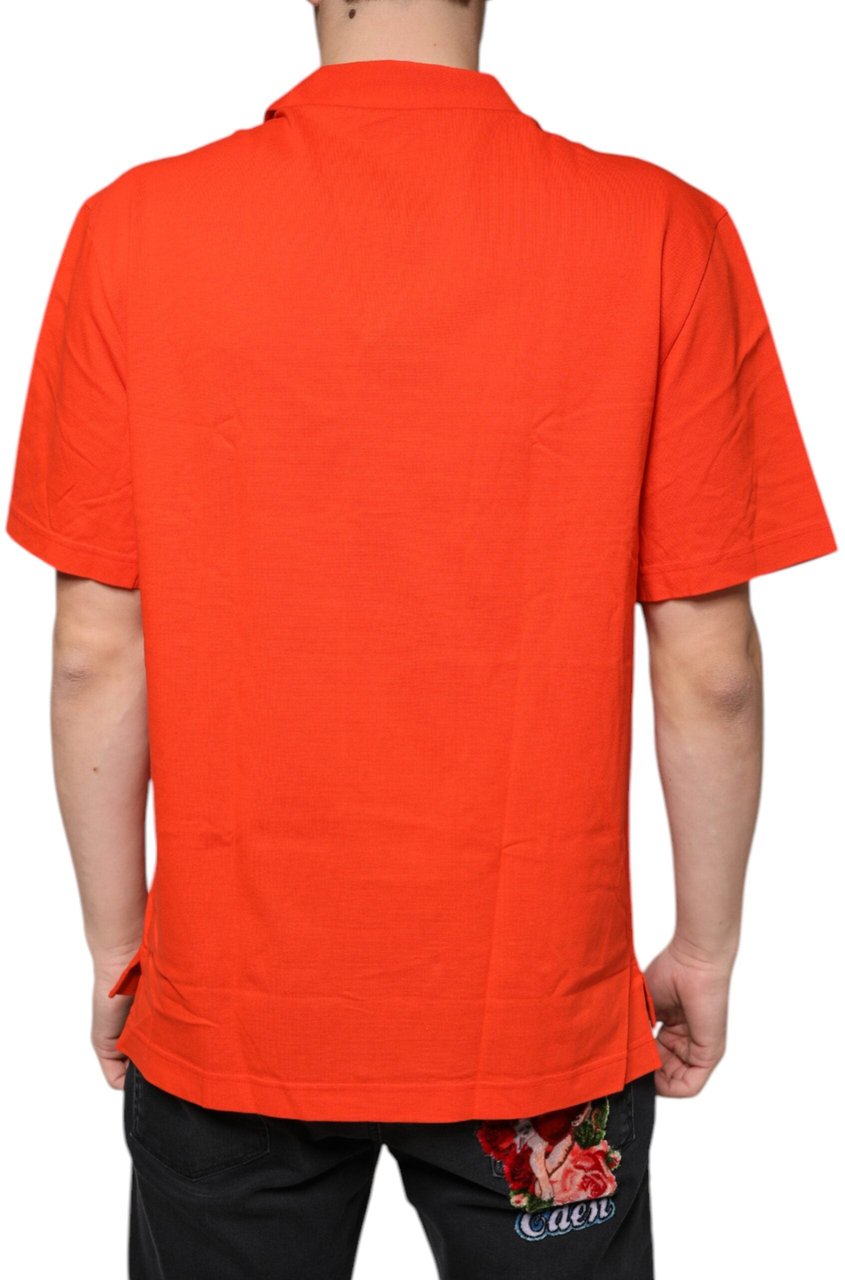 Dolce & Gabbana Orange Cotton Button Down Casual Polo Shirt Oranje